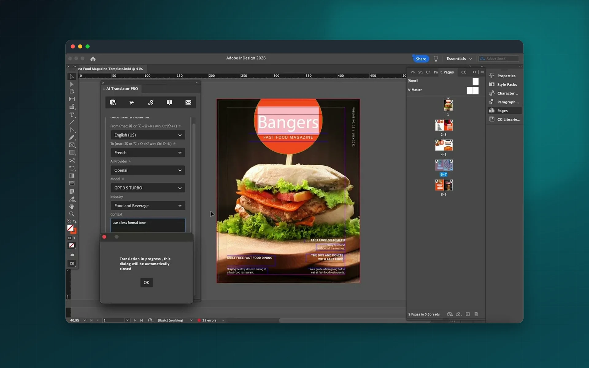 AI Translator Pro für Adobe InDesign