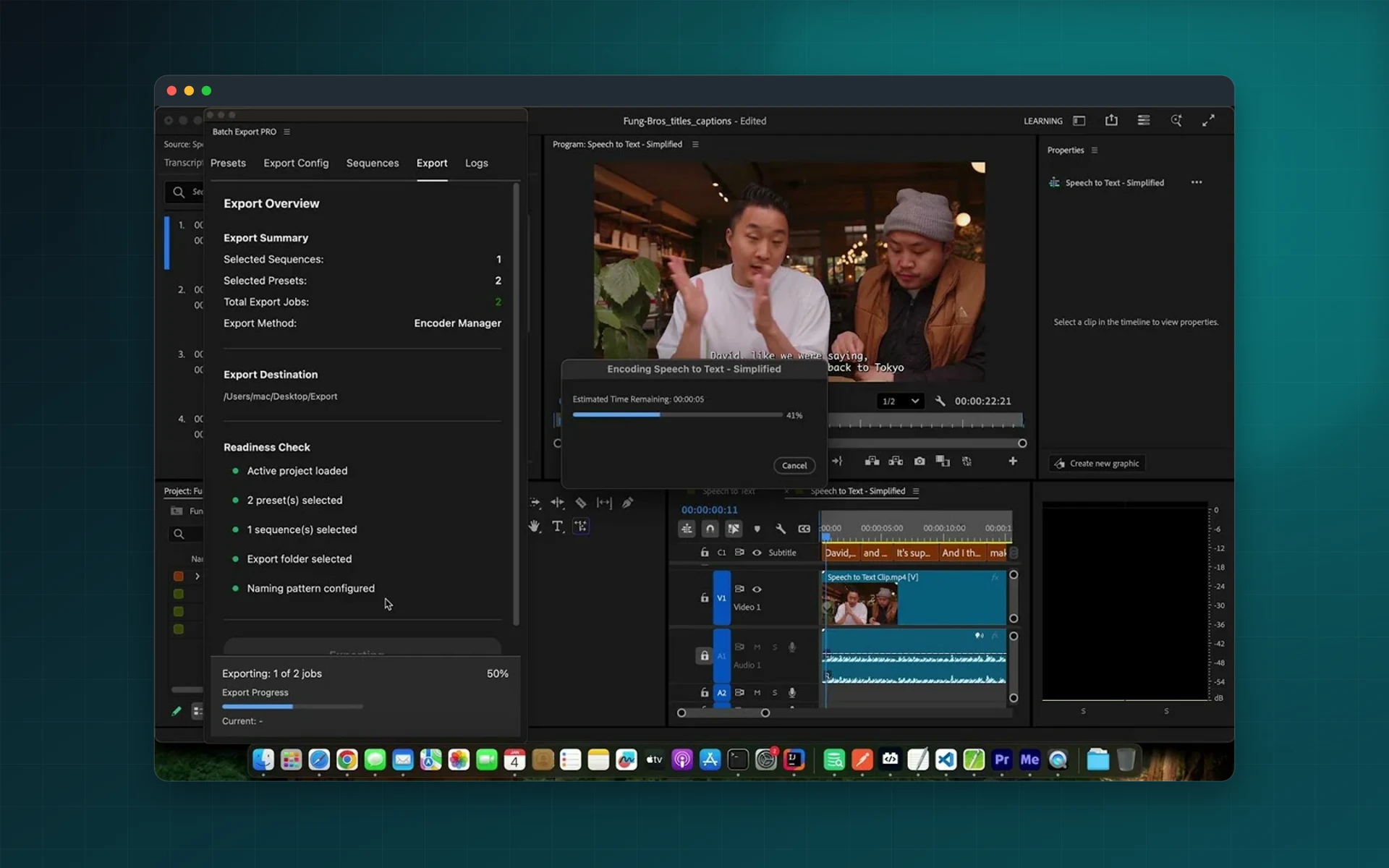 Batch Export PRO for Premiere Pro: see it inside the app