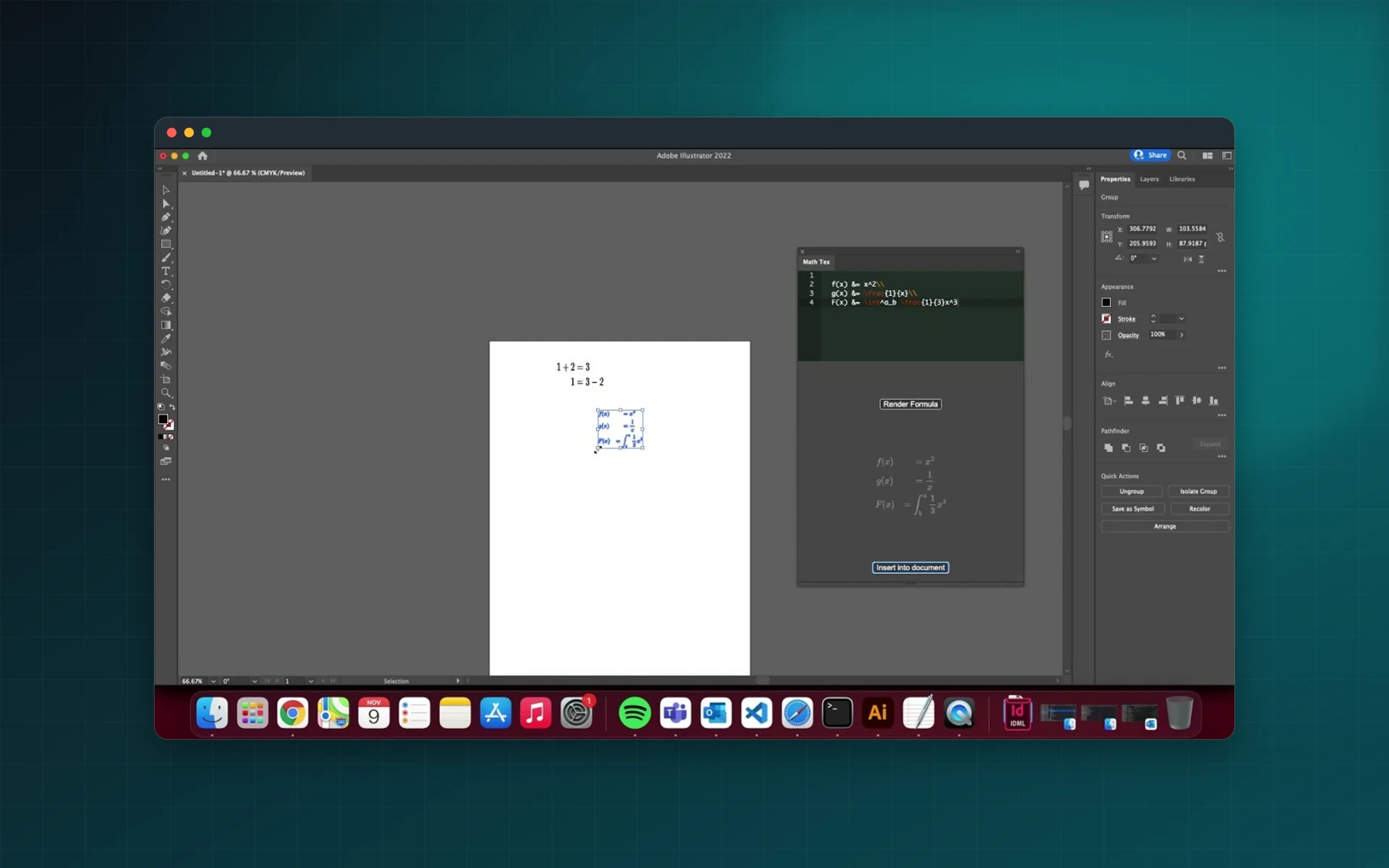 Math Tex for Adobe Illustrator: see it inside the app