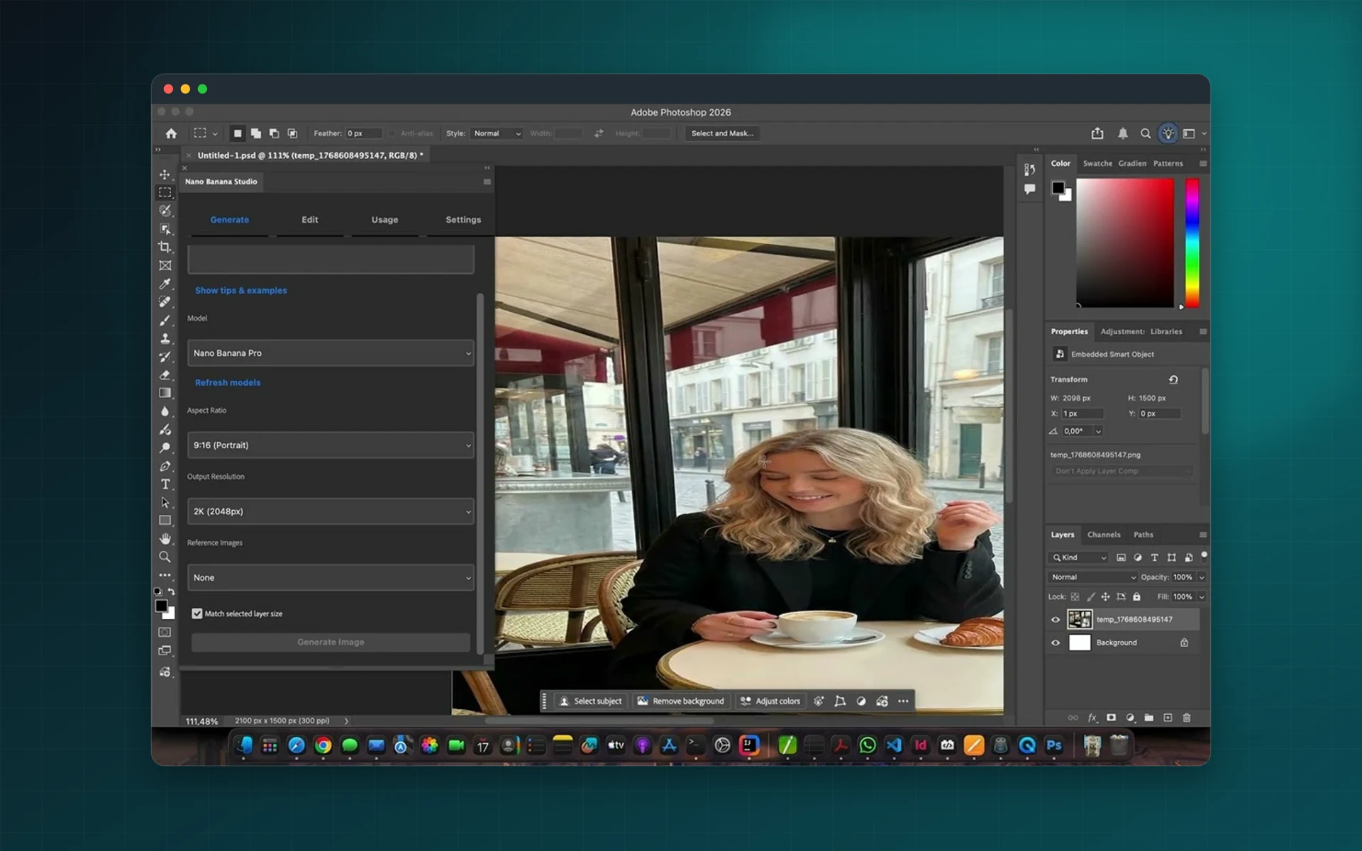 Nano Banana Studio for Adobe Photoshop: see it inside the app