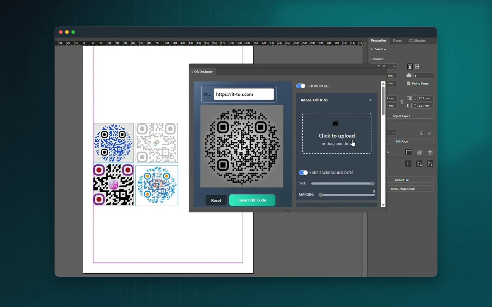 QR Designer for Adobe InDesign: see it inside the app