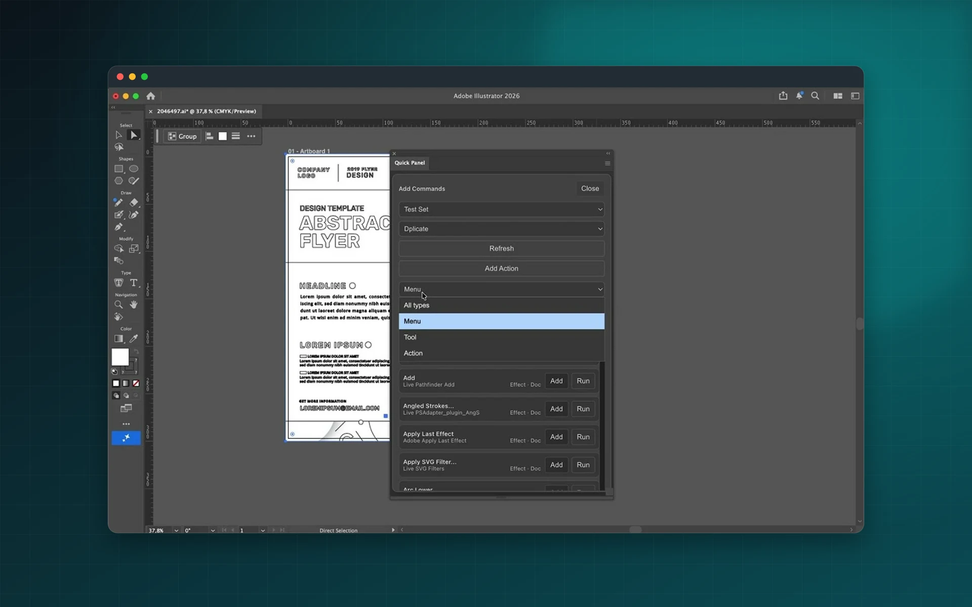 Quick Panel for Adobe Illustrator: see it inside the app