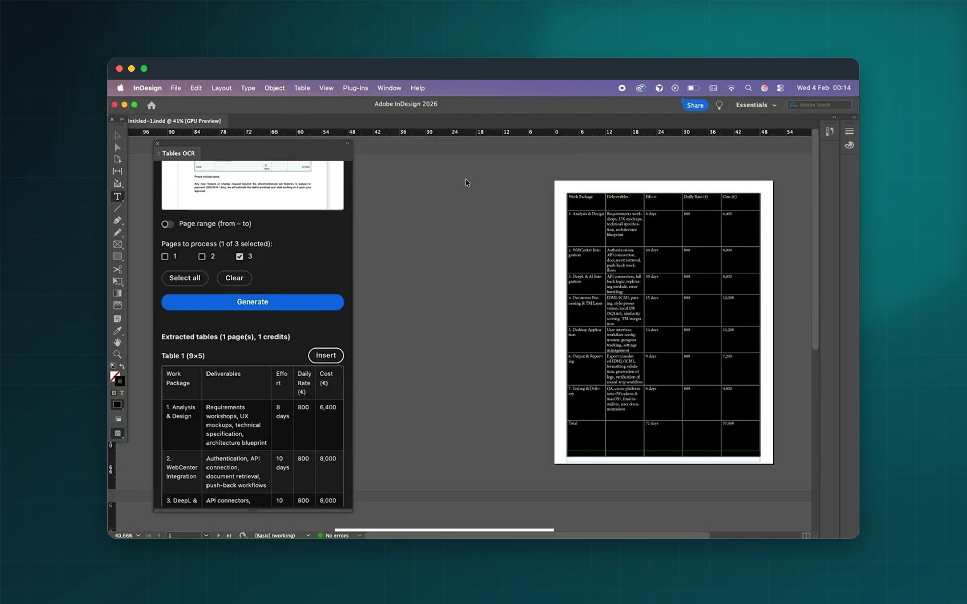 Tables Extractor for Adobe InDesign: see it inside the app