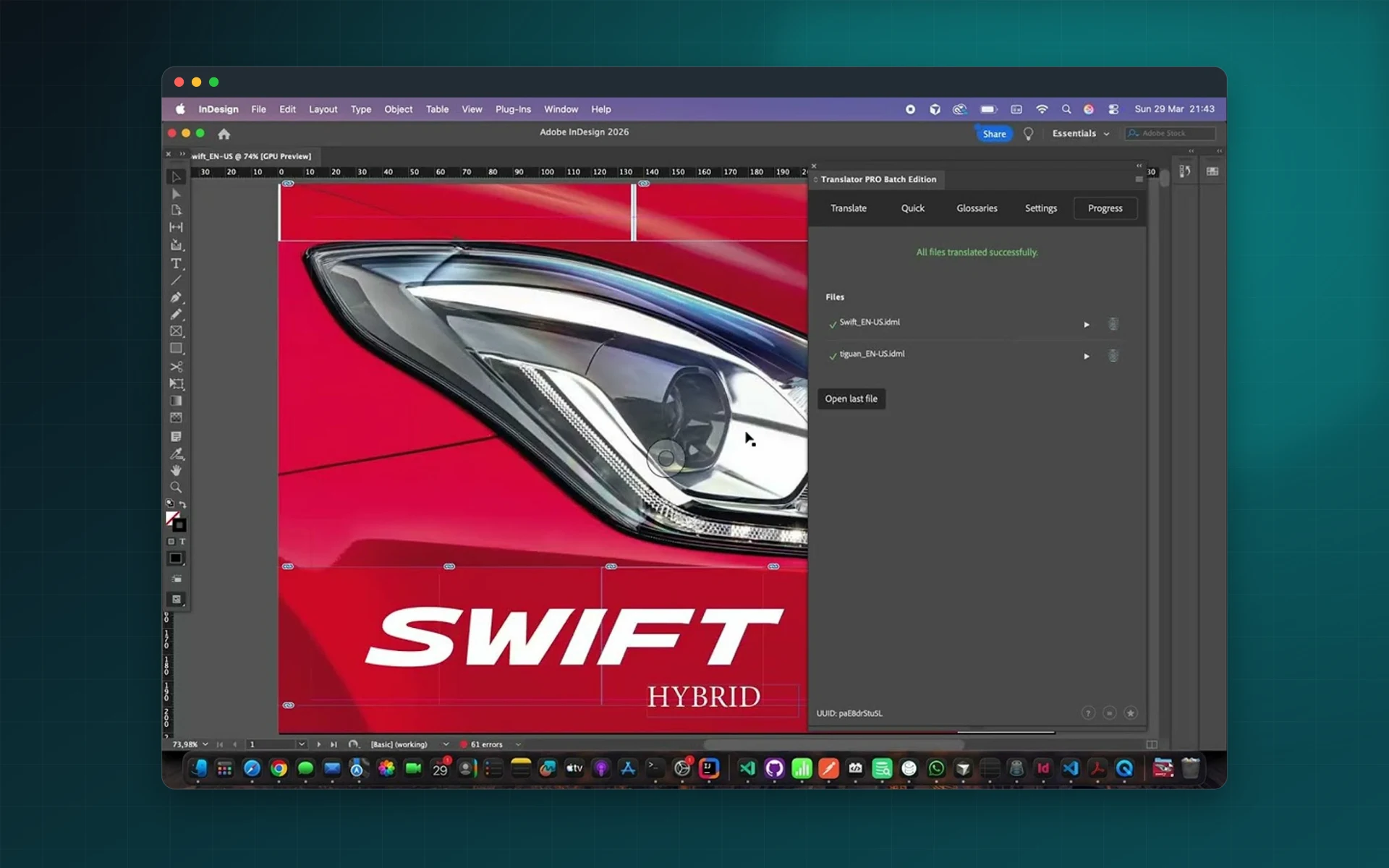 Translator PRO Batch Edition für Adobe InDesign
