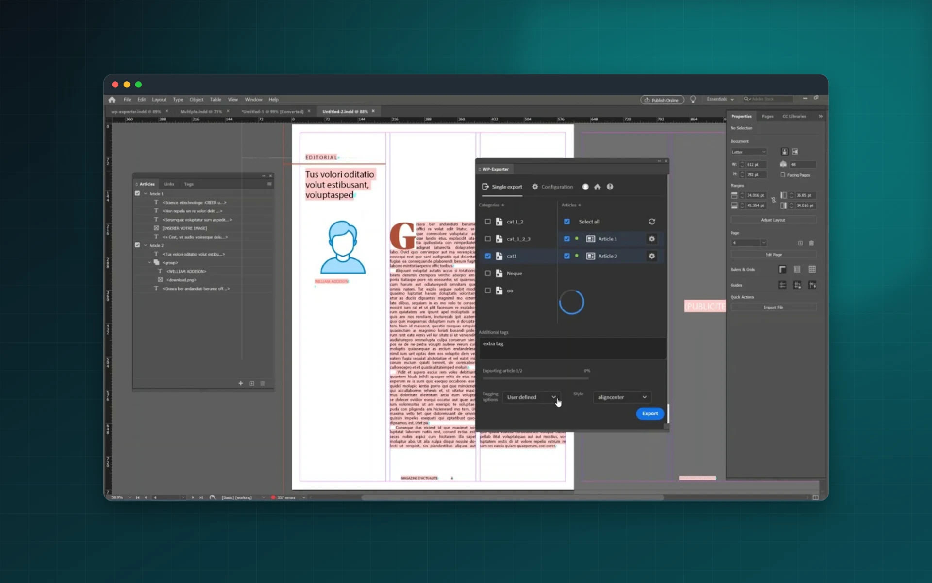 WP-Exporter: InDesign to WordPress: see it inside the app