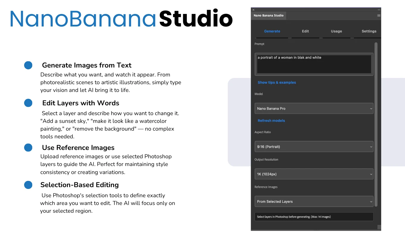 Generate, edit, use references and edit selections with Gemini