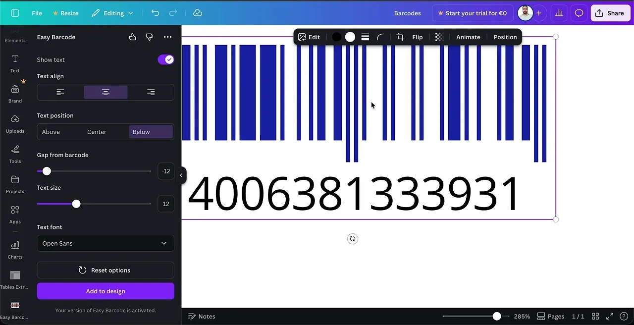 Easy Barcode: 159+ barcode types inside Canva